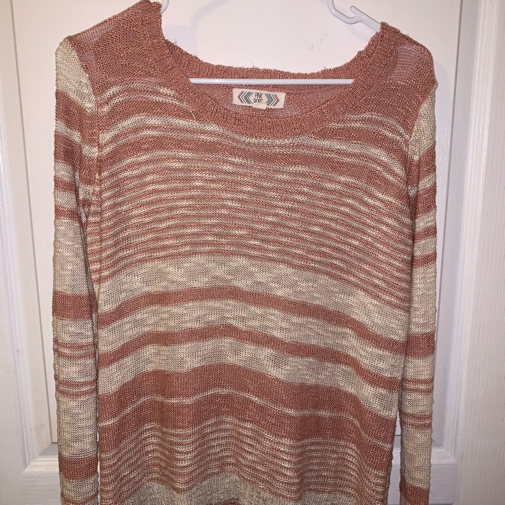Pink and cream long sleeved top